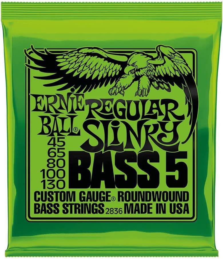 Ernie Ball Regular Slinky Bass 5 Nickel Wound Bass Guitar Strings, 45-130 Gauge (P02836)