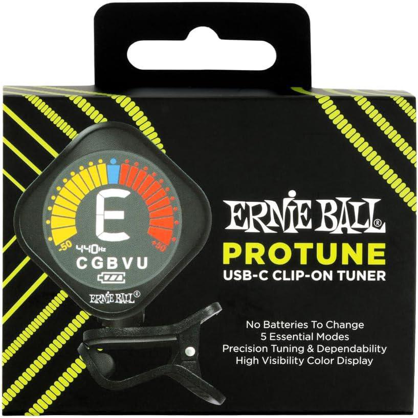 Ernie Ball ProTune USB-C Rechargeable Clip-on Guitar Tuner P09627