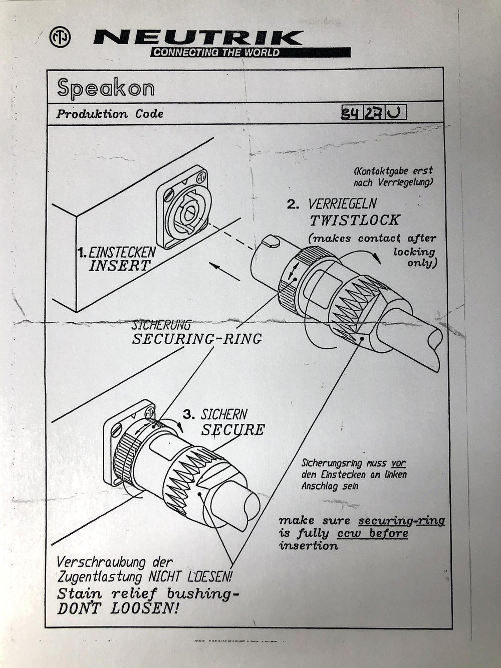 Neutrik NL4FC speakON connector