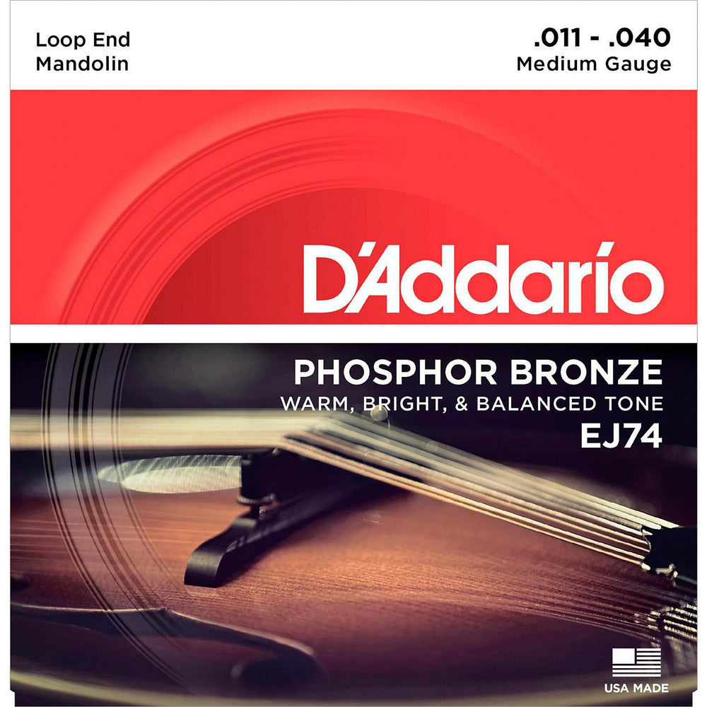 D'Addario EJ74 Mandolin Strings, Phosphor Bronze, Medium, 11-40 - British Audio