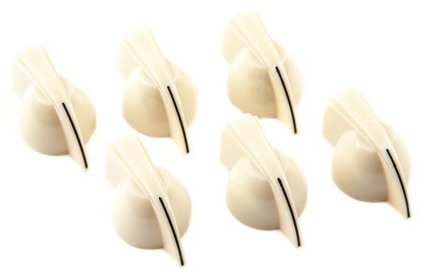 Genuine Fender Chicken Head Pointed Amplifier/Amp Control Knobs, Set of 6, CREAM - British Audio