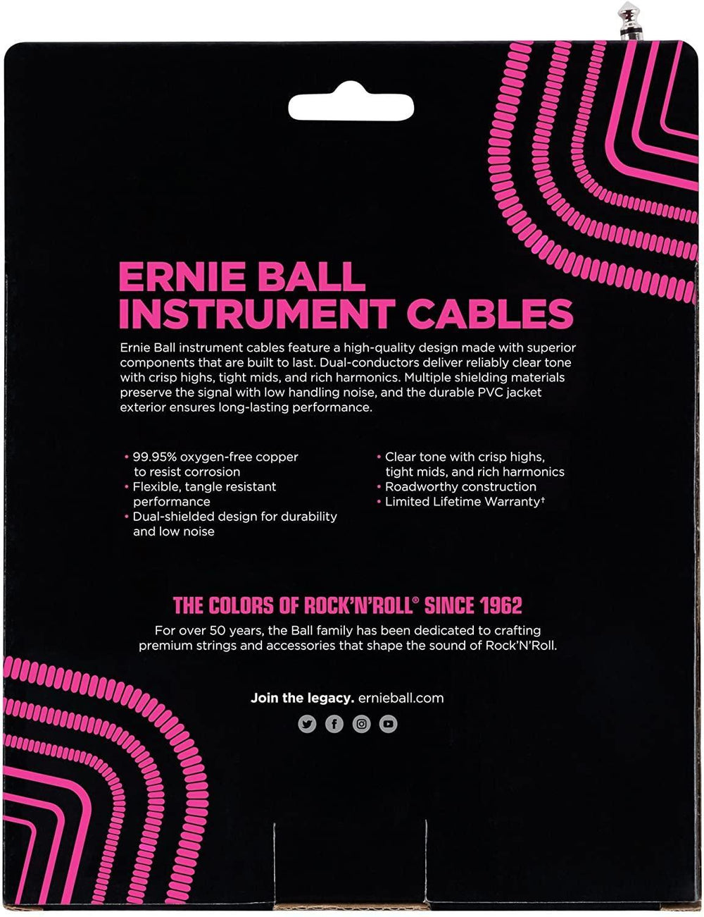 Ernie Ball 30' Coiled Straight / Angle Instrument Cable - White-P06045