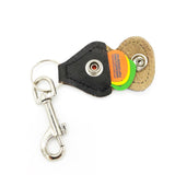 Rustic Guitar Pick Holder Key Chain Leather Black - British Audio