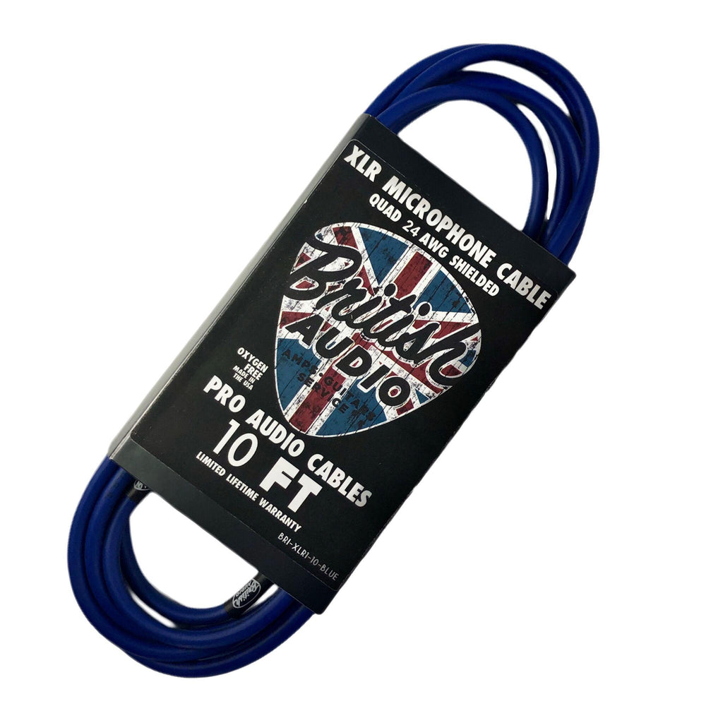 British Audio Pro Performance XLR Mic & Studio Cable ~ Blue Jacket