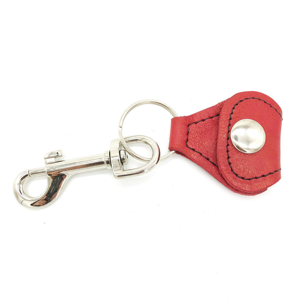 Rustic Guitar Pick Holder Key Chain Leather Red - British Audio