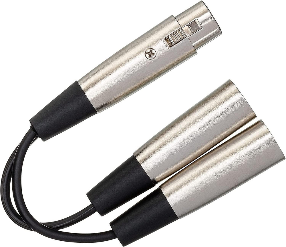 Hosa YXM-121 XLR3F to Dual XLR3M Y Cable, 6 Inch