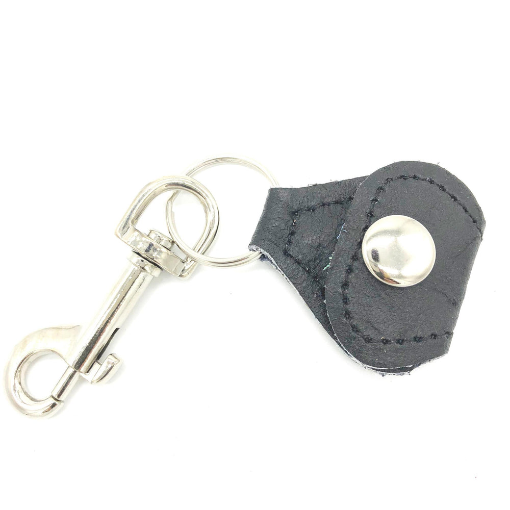 Rustic Guitar Pick Holder Key Chain Leather Black - British Audio