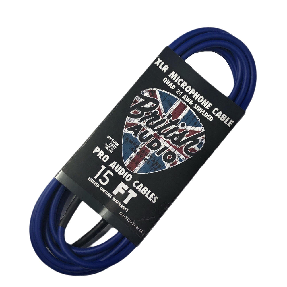 British Audio Pro Performance XLR Mic & Studio Cable ~ Blue Jacket