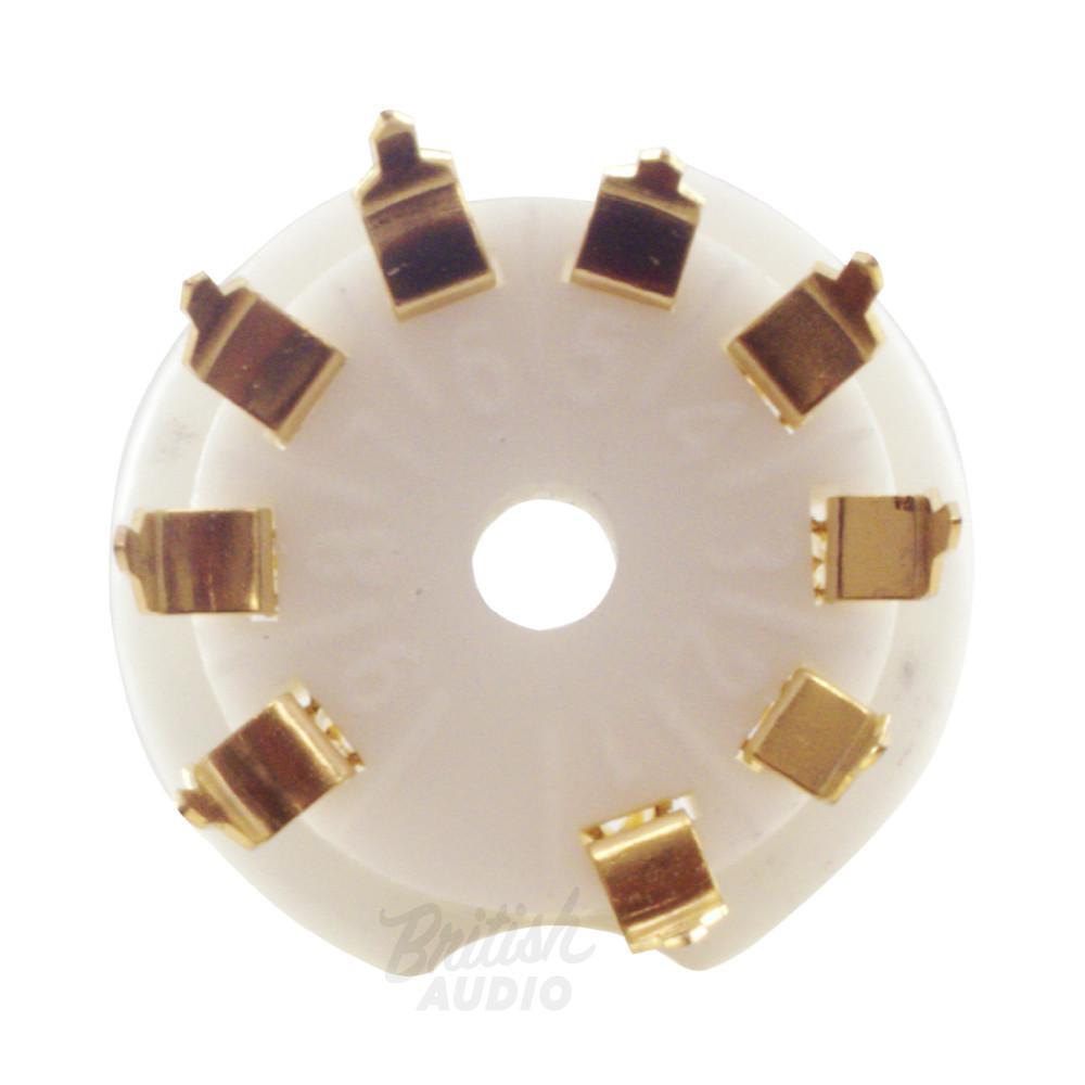 Gibson Goldtone GA-15 GA-30RVS Tube Socket Gold Porcelain 9 Pin PC Mount Upgrade - British Audio