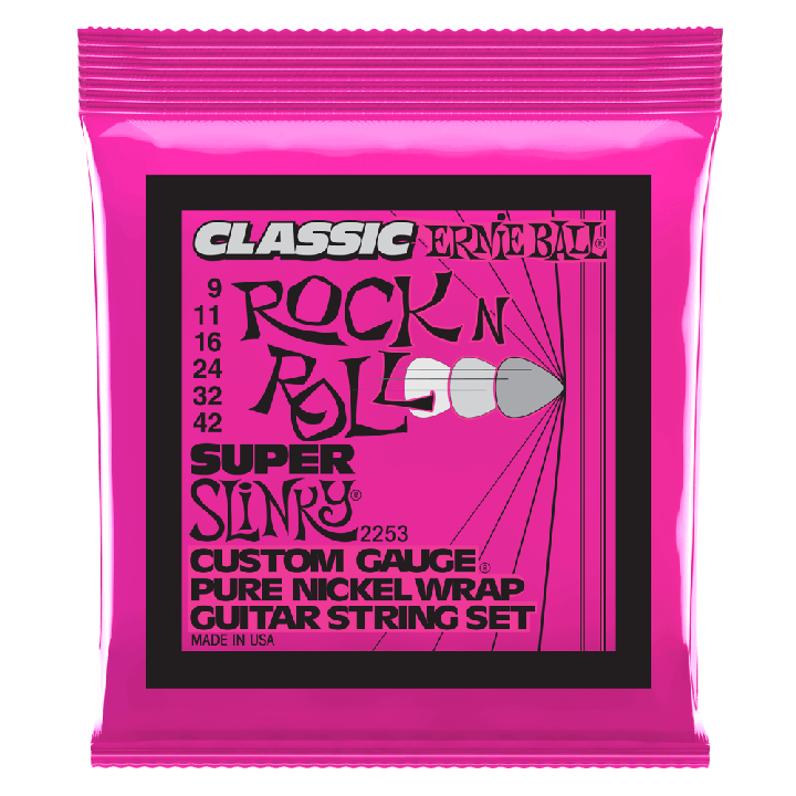 ERNIE BALL SUPER SLINKY CLASSIC ROCK N ROLL PURE NICKEL WRAP ELECTRIC GUITAR STRINGS - 9-42 GAUGE - British Audio