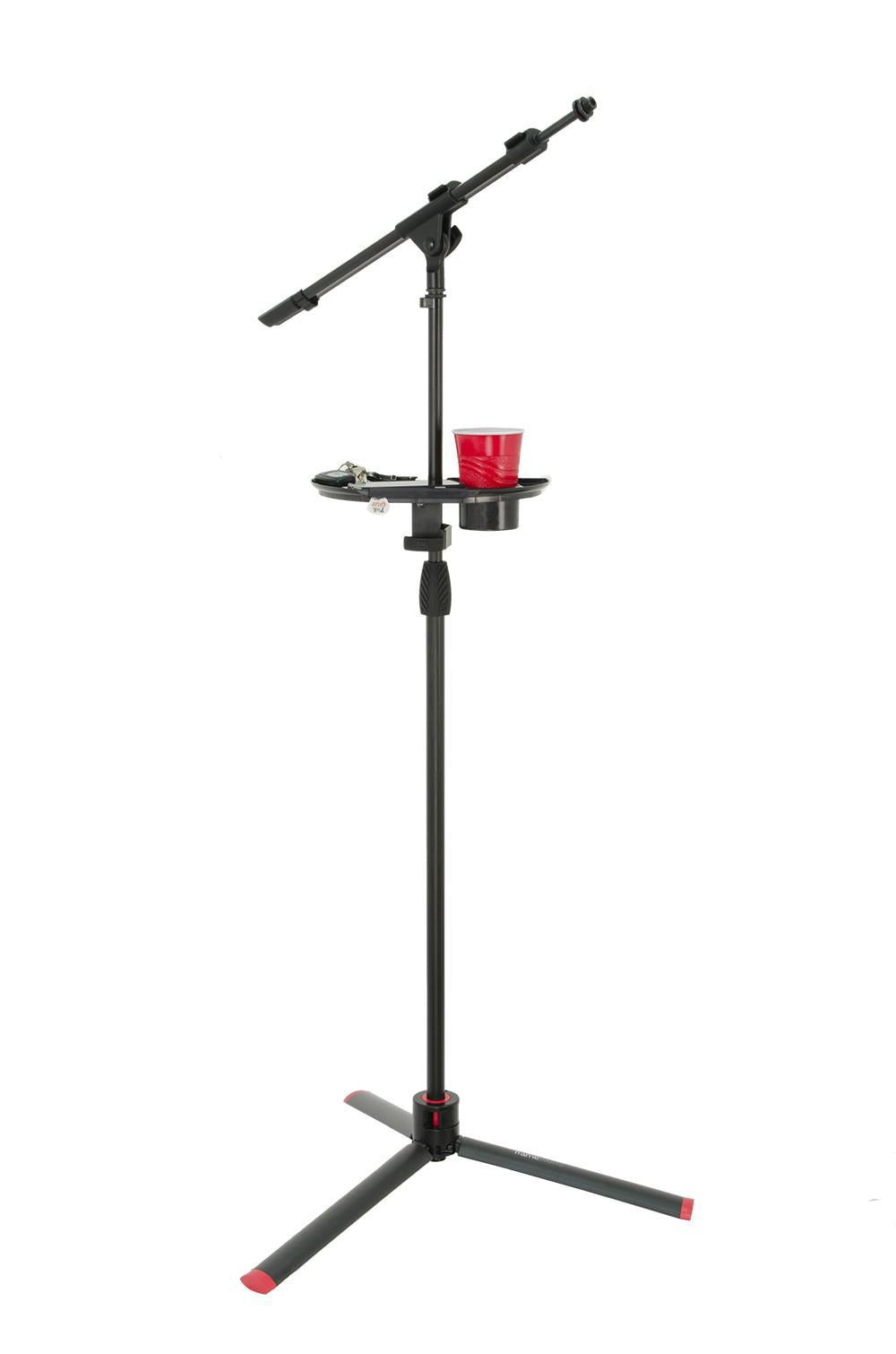 Gator Frameworks Microphone Stand Accessory Tray with Drink Holder and Guitar Pick Tab - British Audio