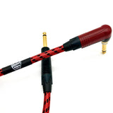 British Audio Pro Performance Silent Instrument Cable - Right Angle Silent to Straight (Red & Black Braid) - British Audio