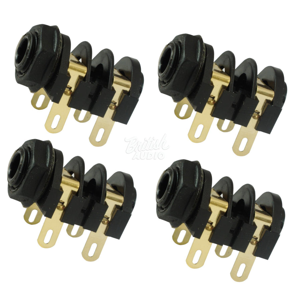 4 x Marshall® Input Jack Upgrade / Cliff UK 1/4" ~ Black Nut,  Gold Contacts