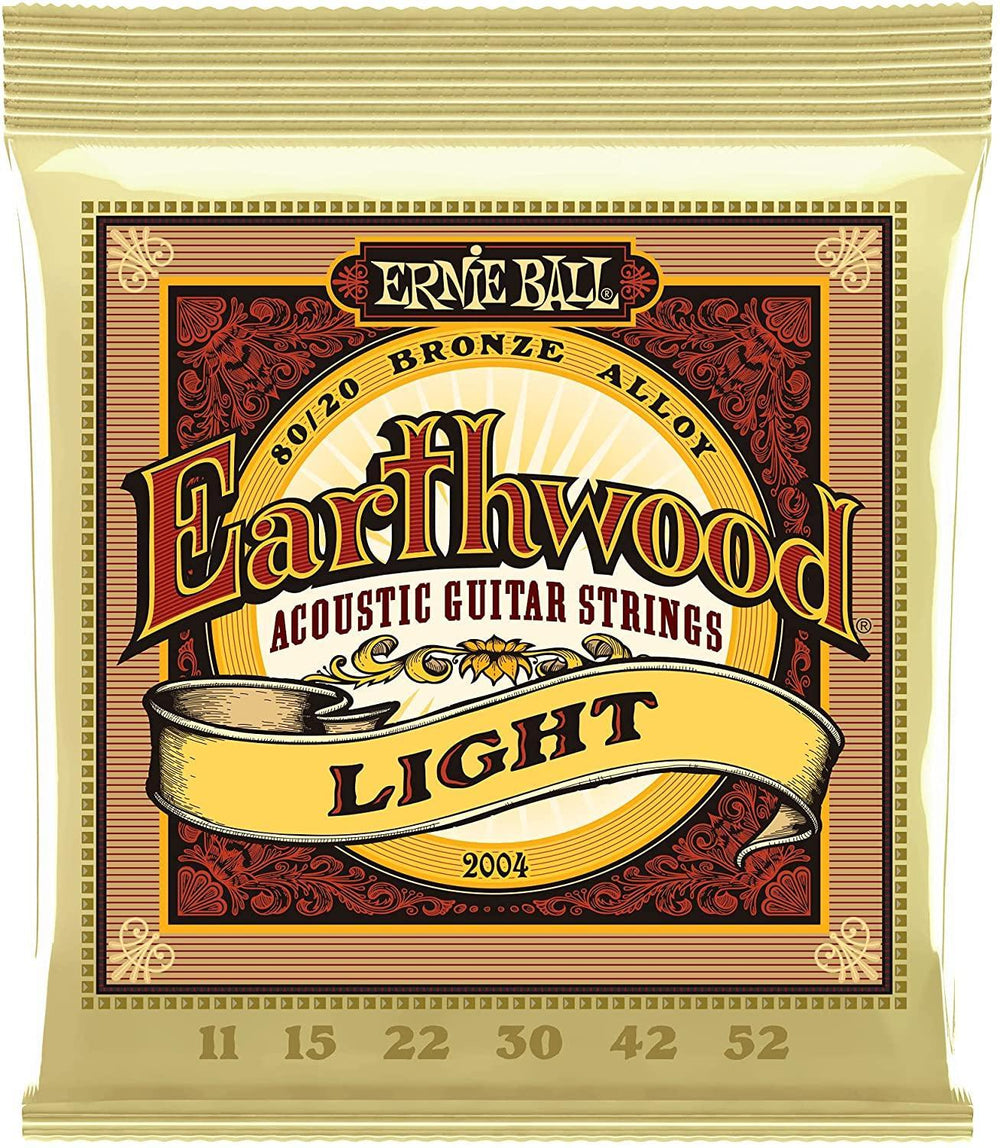 Ernie Ball Earthwood 80/20 Bronze Light Acoustic Guitar Strings - 11-52 Gauge (P02004)