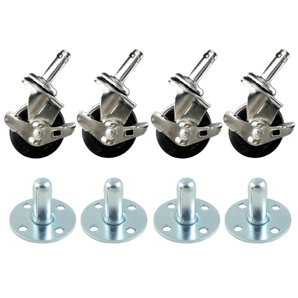 4 x Locking Amp Caster Sockets & Wheels For SWR, Gallien-Krueger, Ampeg - British Audio