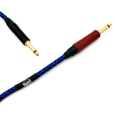 British Audio Pro Performance Silent Instrument Cable - Straight Silent to Straight (Blue & Black Braid) - British Audio