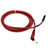 British Audio Pro Performance Silent Instrument Cable - Right Angle Silent to Straight (Red & Black Braid) - British Audio