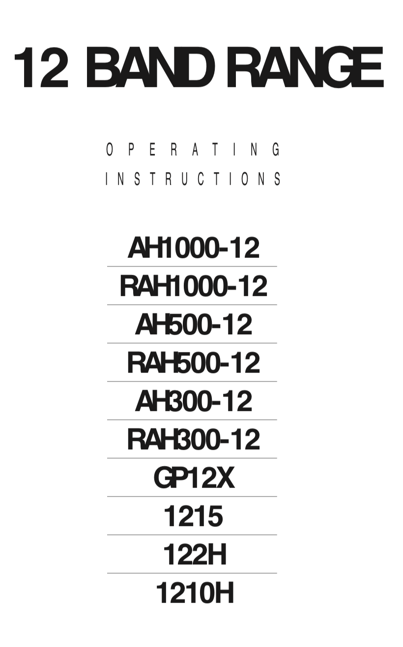 Trace Elliot GP12 Range User Manual - British Audio