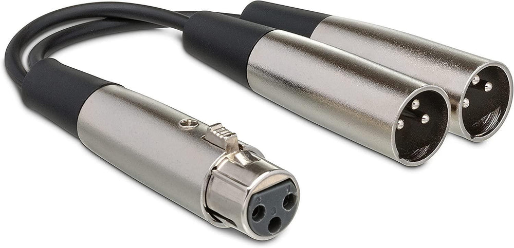 Hosa YXM-121 XLR3F to Dual XLR3M Y Cable, 6 Inch