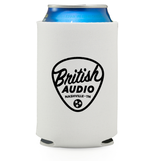 Koozie White with British Audio Black Pick Logo - British Audio