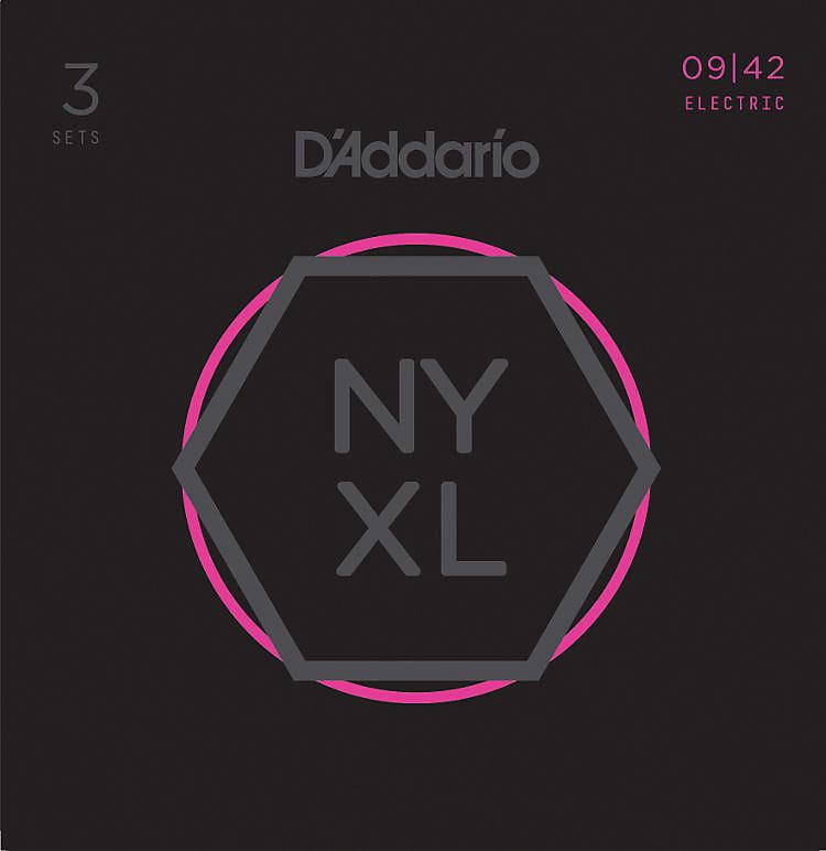 D'Addario NYXL0942-3P Nickel Wound Electric Guitar Strings, Super Light, 9-42, 3 Sets