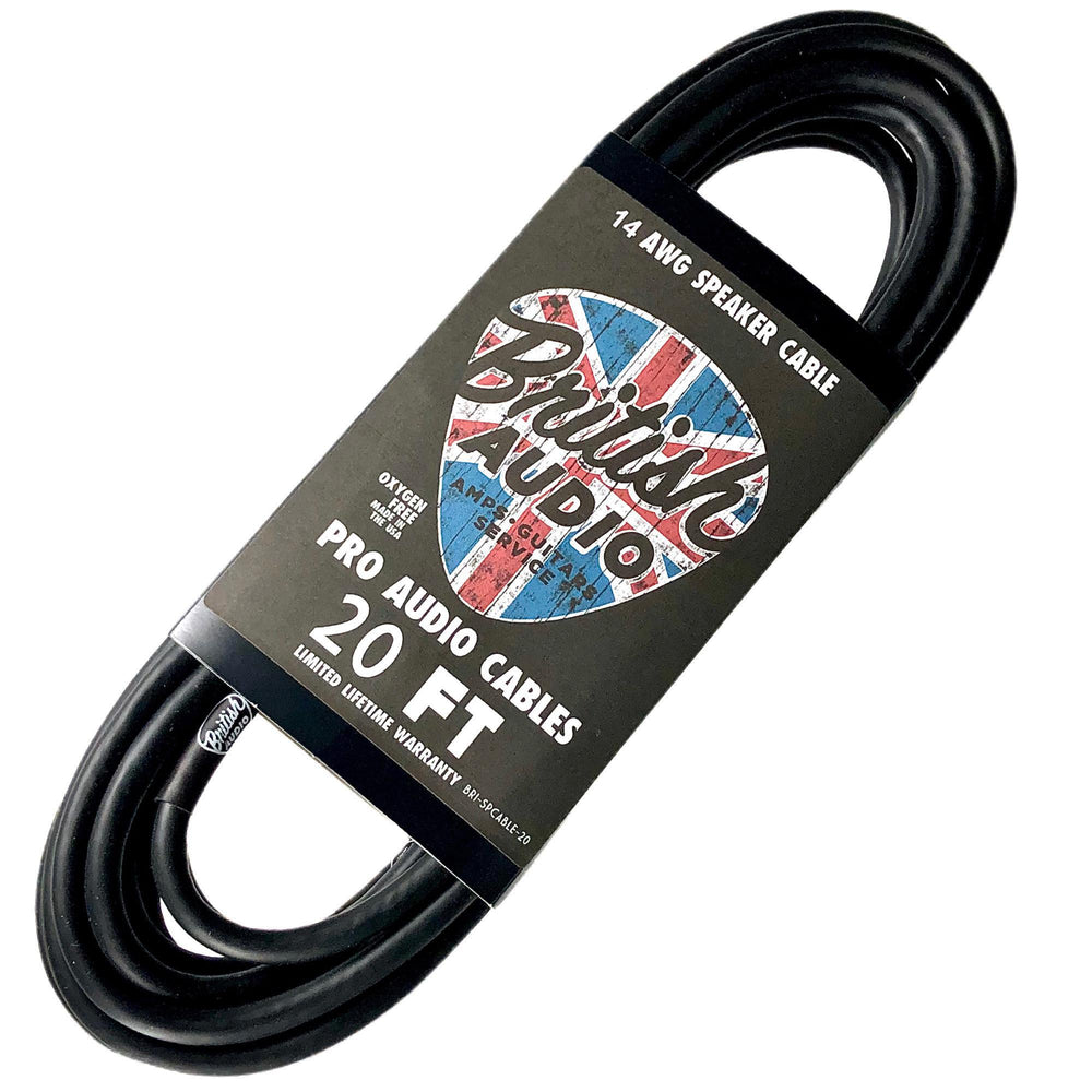 British Audio Pro Performance Speaker Cable - Straight to Straight (Black Jacket) 14 AWG