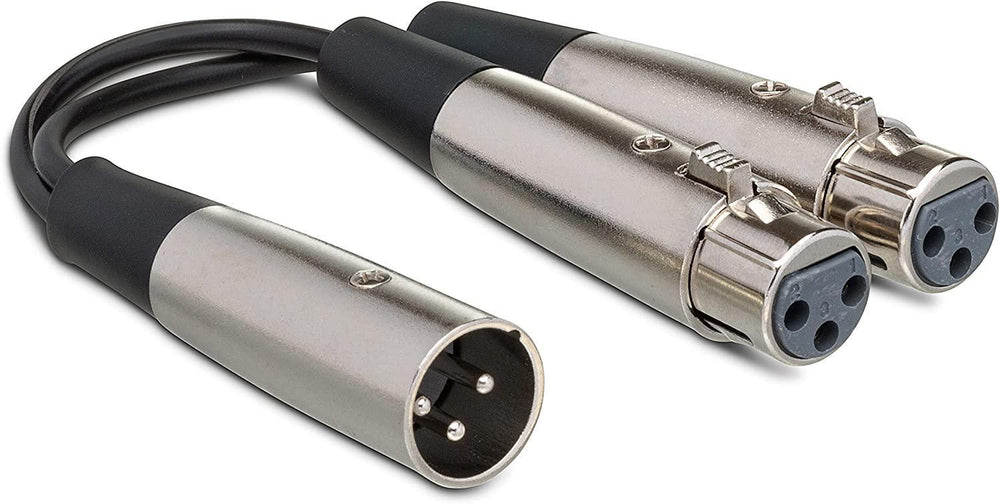 Hosa YXF-119 XLR3M to Dual XLR3F Y Cable, 6 Inch