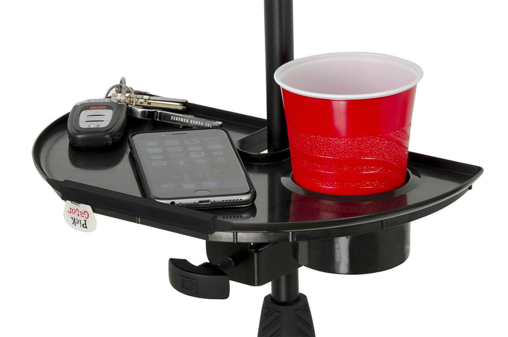 Gator Frameworks Microphone Stand Accessory Tray with Drink Holder and Guitar Pick Tab - British Audio