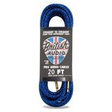 British Audio Pro Performance Silent Instrument Cable - Straight Silent to Straight (Blue & Black Braid) - British Audio