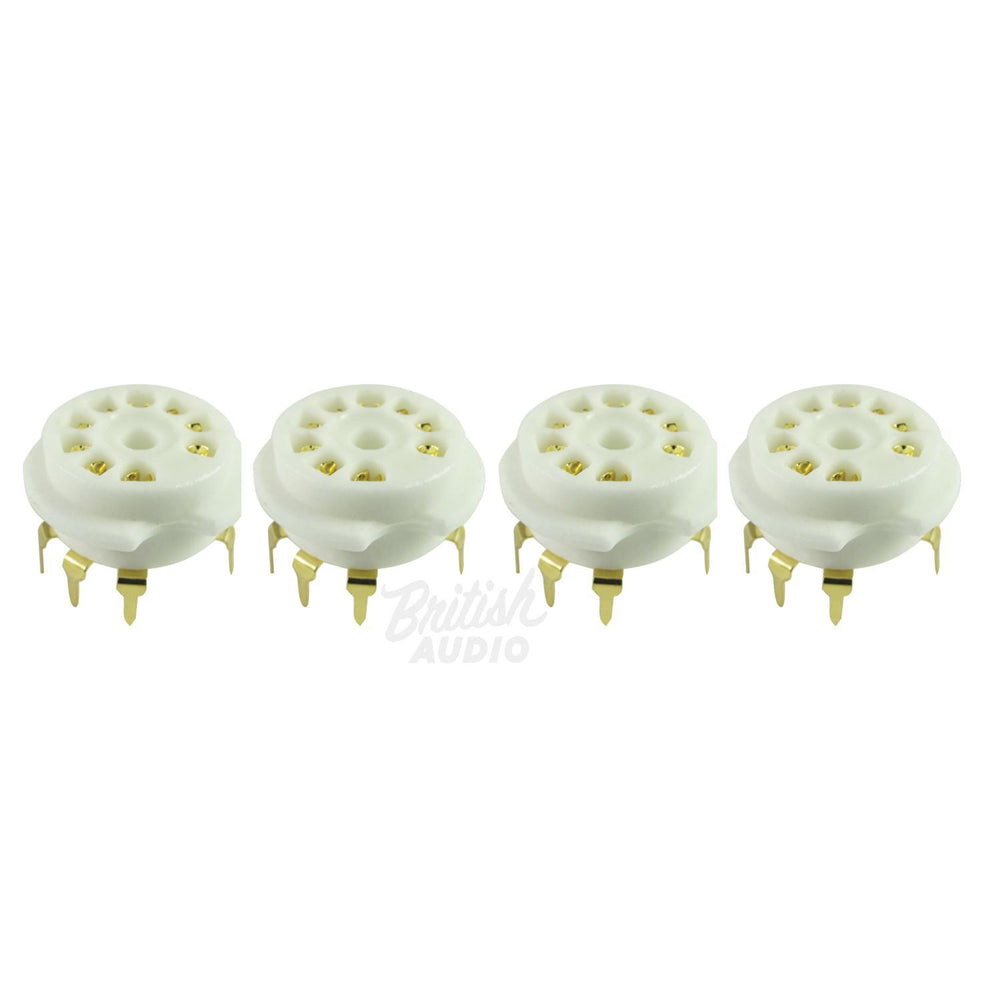 Gibson Goldtone GA-15 GA-30RVS Tube Socket Gold Porcelain 9 Pin PC Mount Upgrade - British Audio