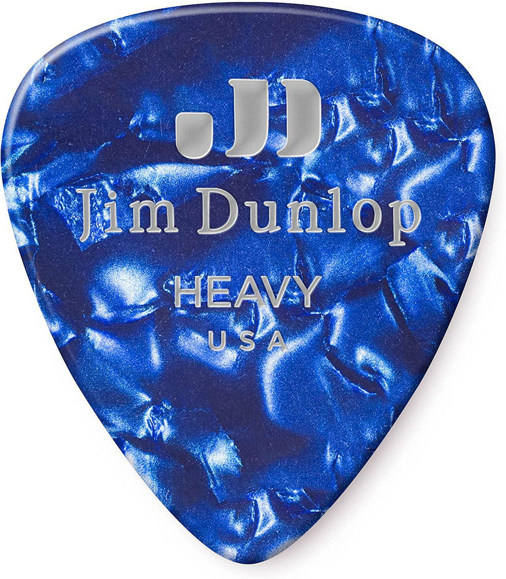 Dunlop 483P10HV Genuine Celluloid, Blue Pearloid, Heavy, 12/Player's Pack