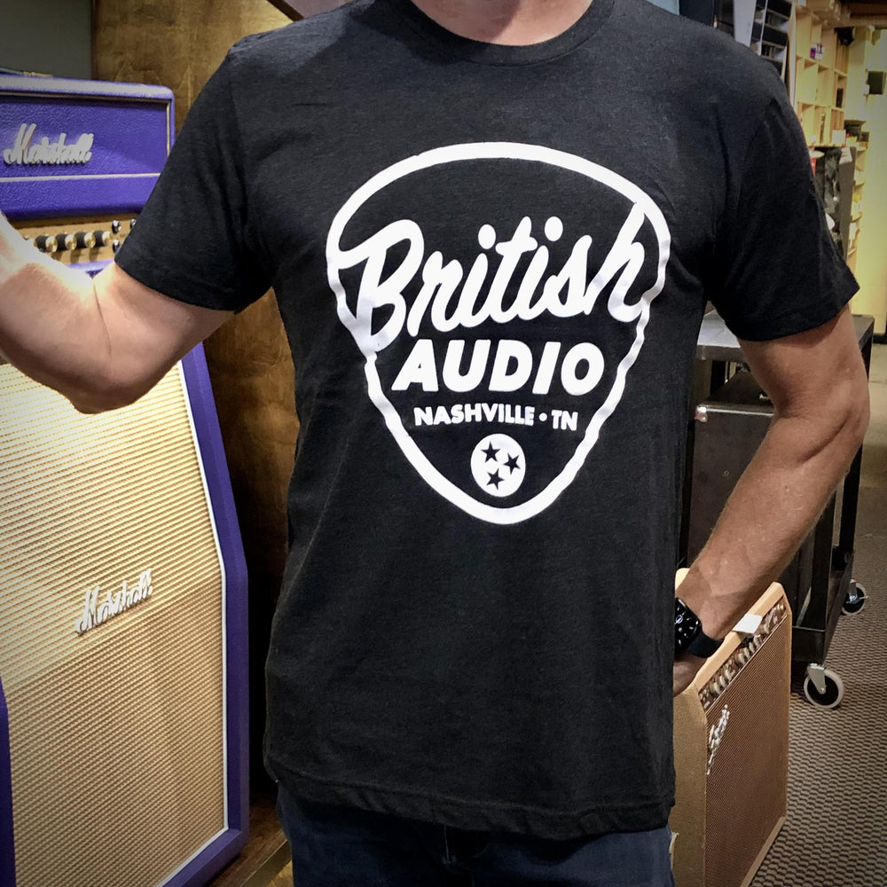 British Audio Vintage Black with White Front Logo T-Shirt