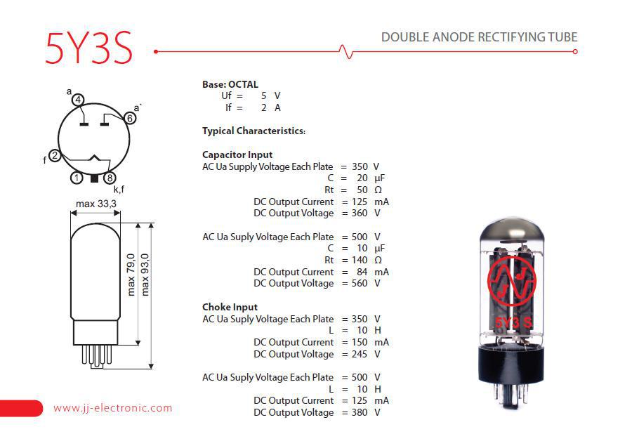 JJ 5Y3S Rectifier Tube