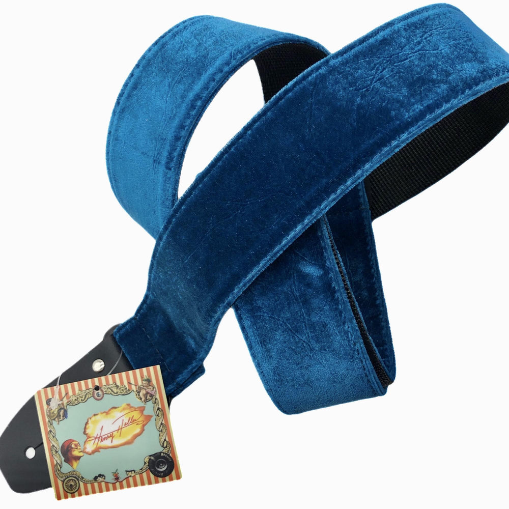 Henry Heller Blue Crushed Velvet 2" Guitar Strap