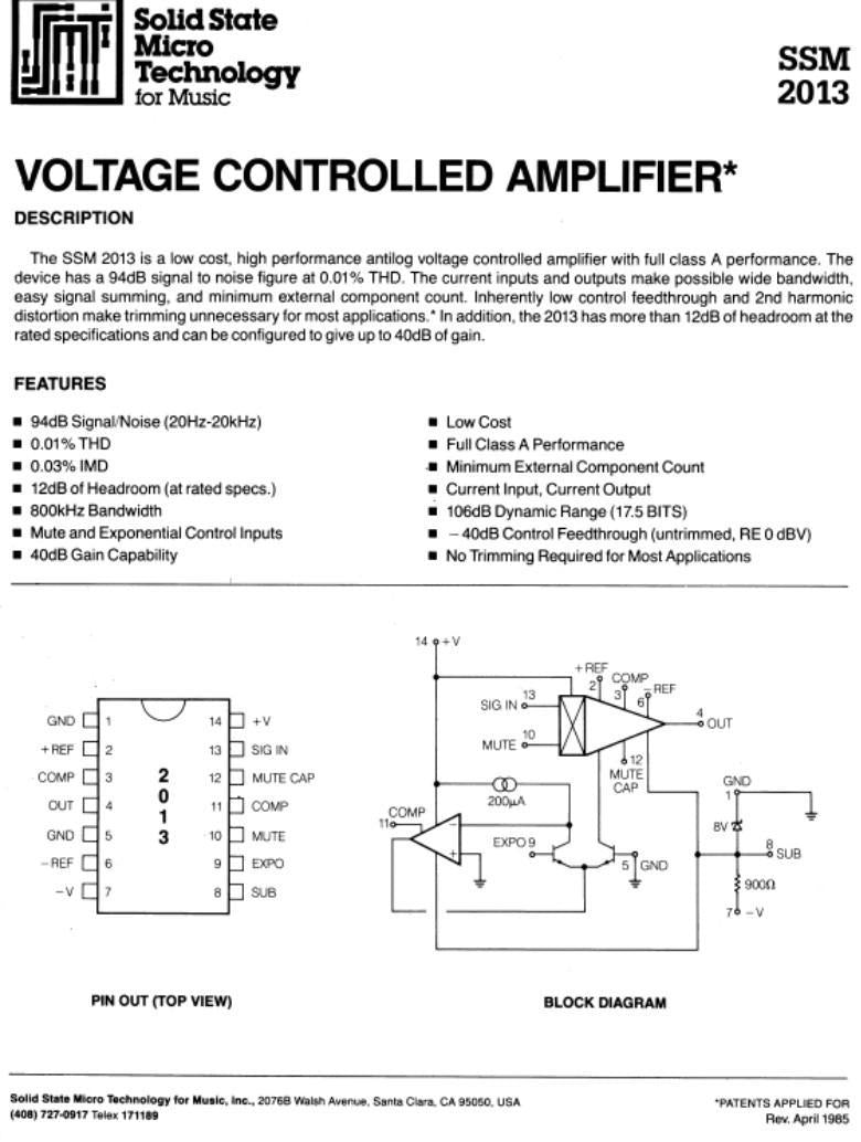 SSM2013 Precision Monolithics (PMI) VCA NOS - British Audio