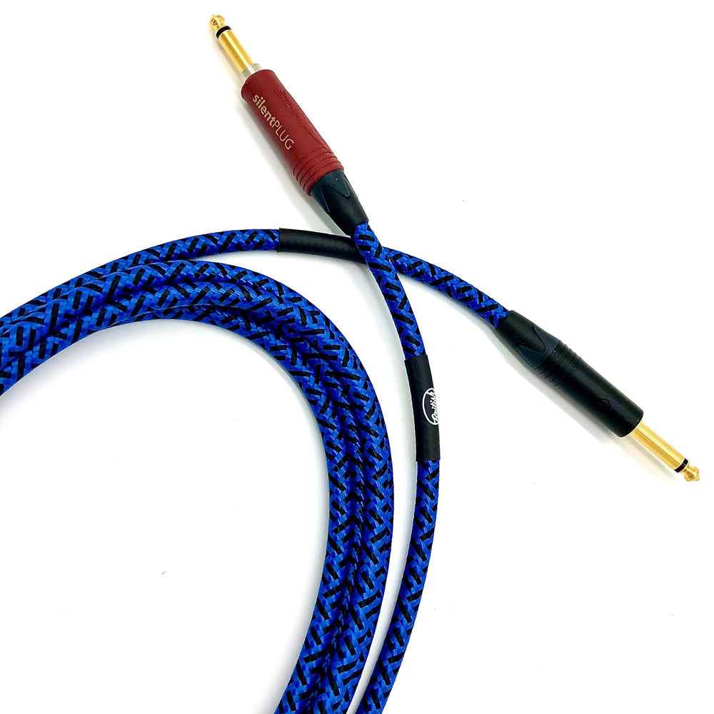 British Audio Pro Performance Silent Instrument Cable - Straight Silent to Straight (Blue & Black Braid) - British Audio