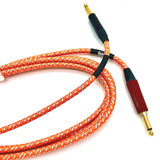 British Audio Pro Performance Silent Instrument Cable - Straight Silent to Straight (Orange & White Braid) - British Audio