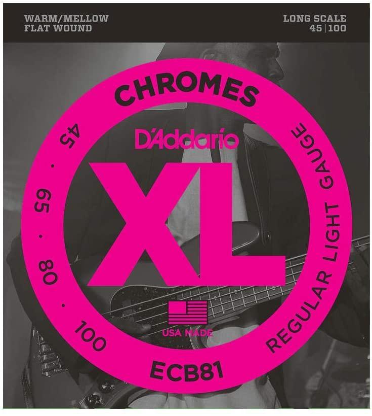 D'Addario ECB81 Chromes Bass Guitar Strings, Regular Light, 45-100, Long Scale