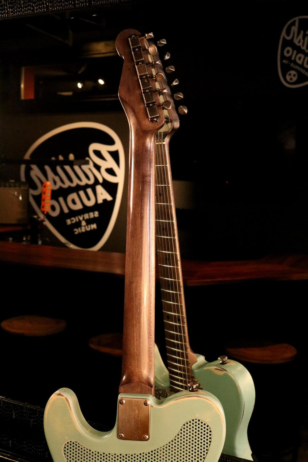 James Trussart Steelcaster Seafoam Green on Cream w/ Roses - British Audio