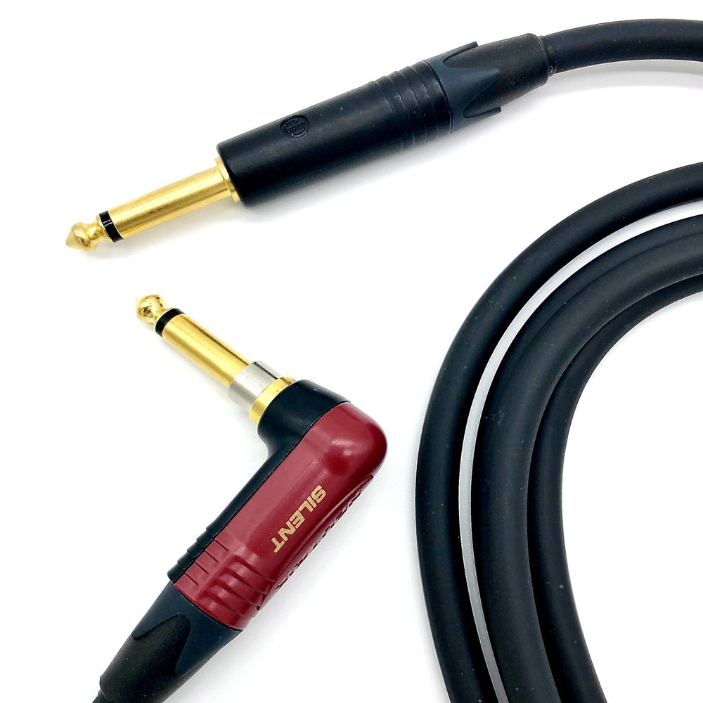 British Audio Pro Performance Silent Instrument Cable - Right Angle Silent to Straight (Black Jacket) - British Audio