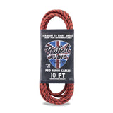 British Audio Pro Performance Silent Instrument Cable - Right Angle Silent to Straight (Red & Black Braid) - British Audio