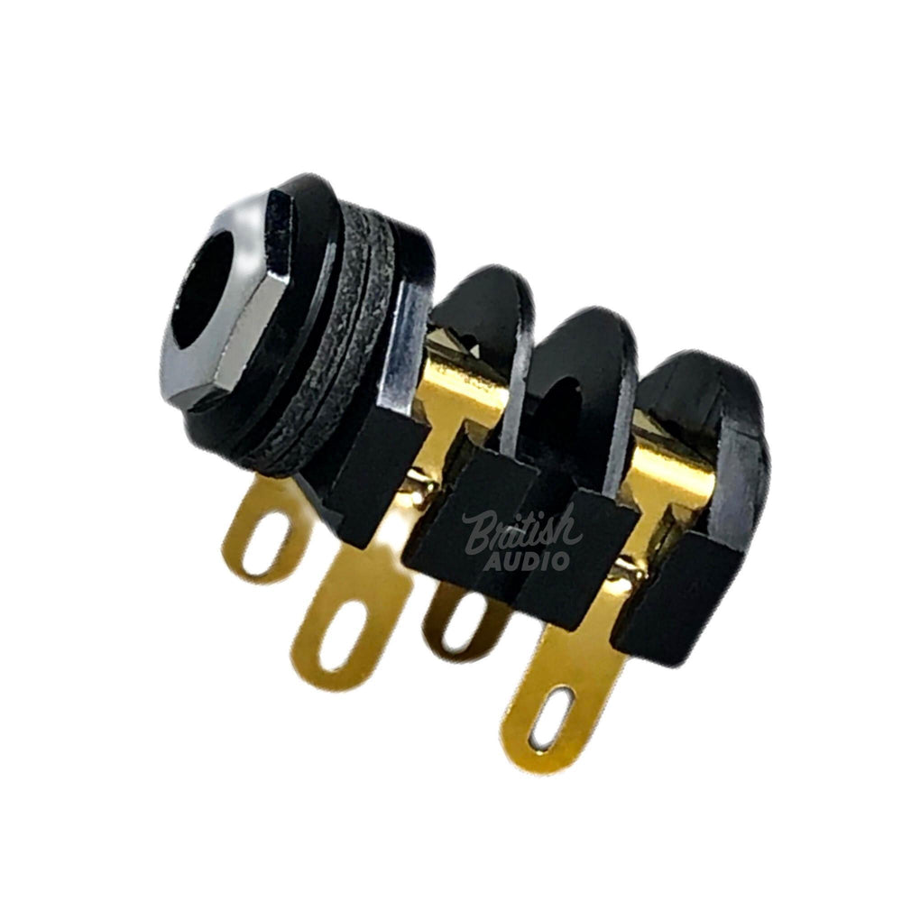 Cliff UK 1/4" Mono Jack Chrome Nut - Gold Contacts - Solder Lug