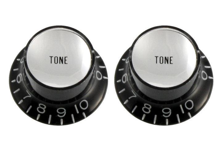 Set of 2 Tone Reflector Knobs (Black and Silver) Allparts PK-0182-023 - British Audio