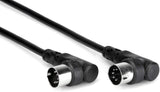 Hosa MID-305RR Right-angle MIDI Cable, Right-angle 5-pin DIN to Same, 5 ft